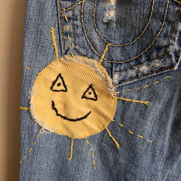 RARE Vintage Y2K True Religion Ashbury Patchwork Flare Jeans Sz 27 Women's - Picture 12 of 16